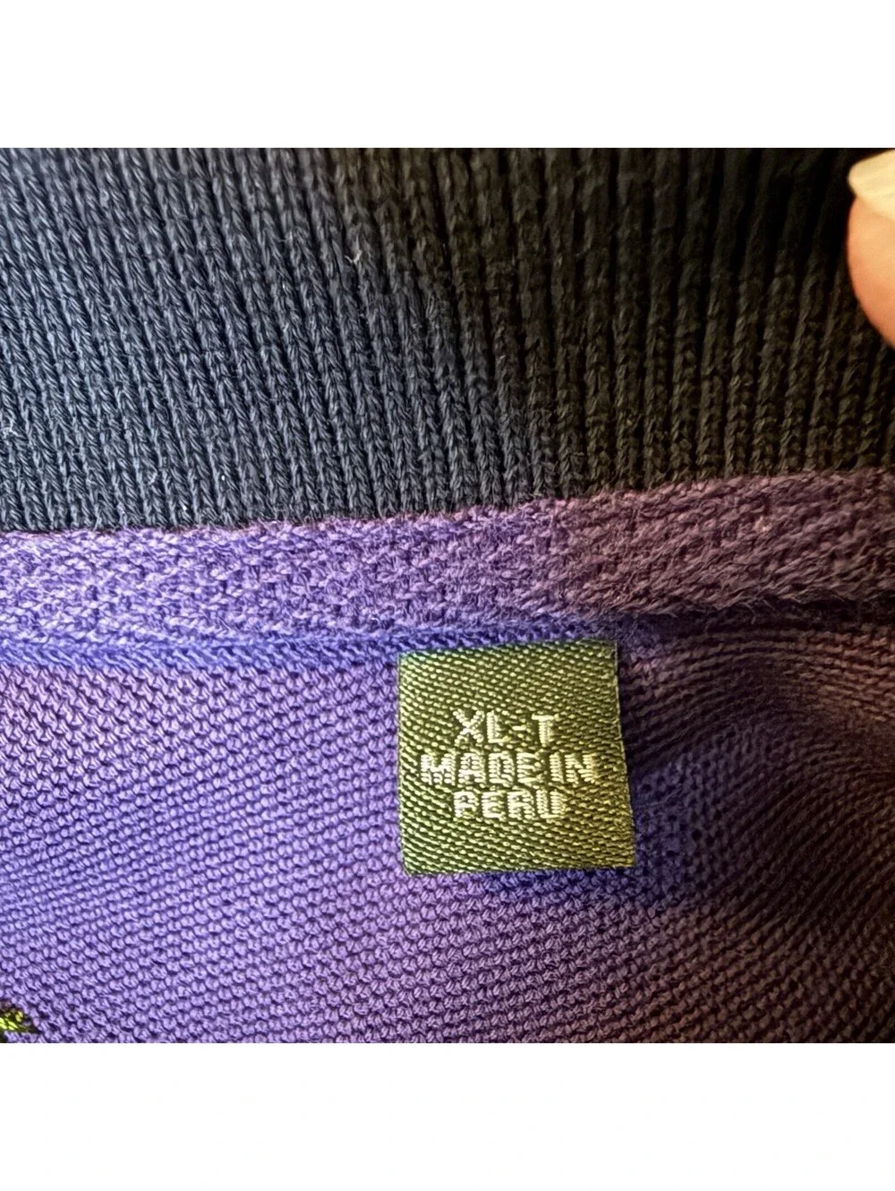 Orvis Men’s Polo Shirt XL-T Black Purple Trim 100% Cotton Fly Fishing